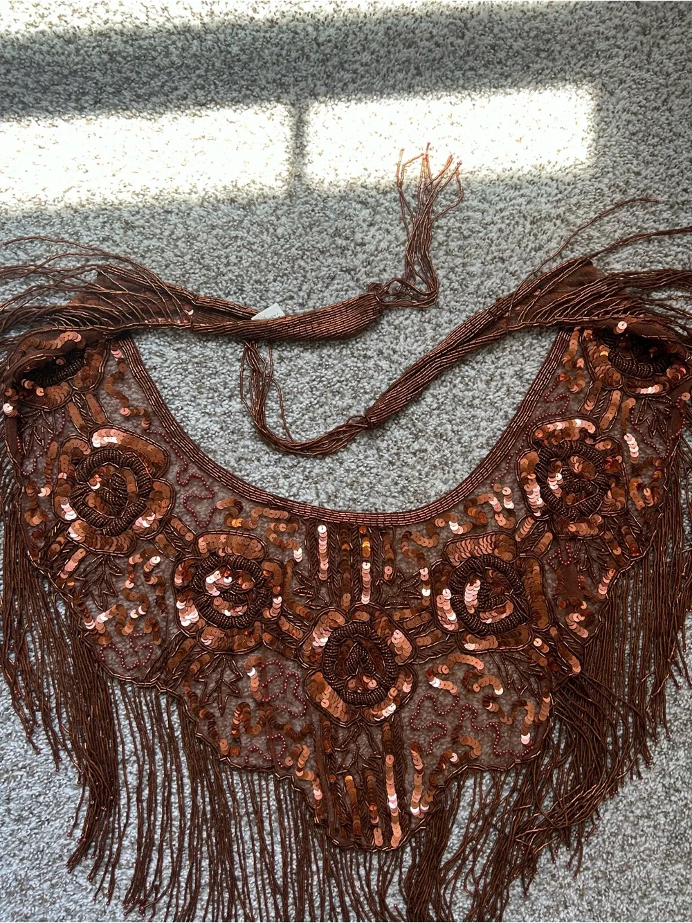 Copper Sequin Fringe scarf/wrap